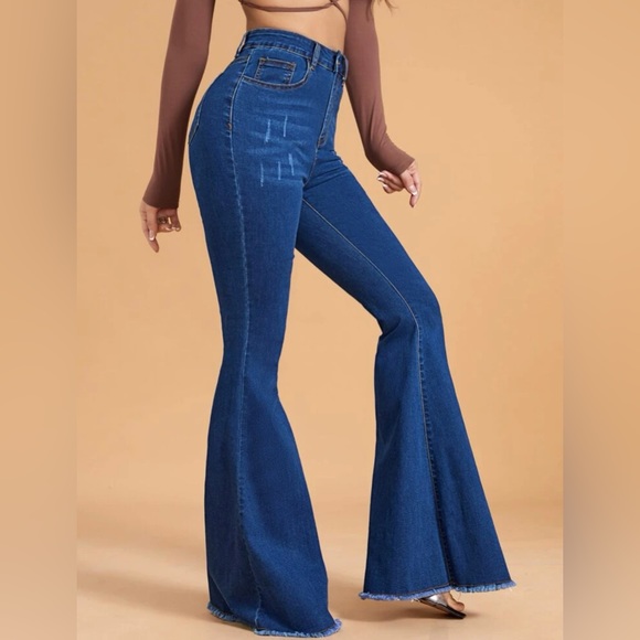 SHEIN Denim - SOLD GORGEOUS SHEIN Medium Wash High Waisted Bell Bottom Stretch Jeans